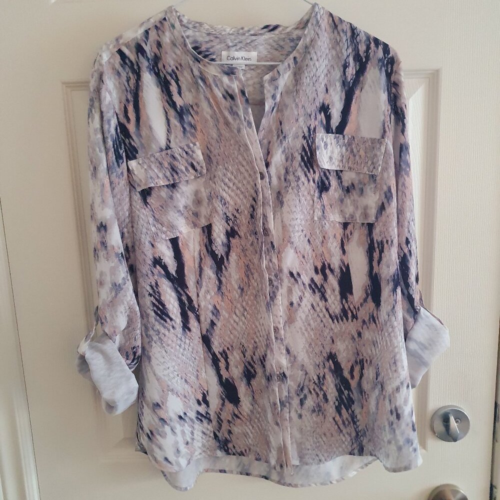 Calvin Klein Snakeskin Blouse Size Large